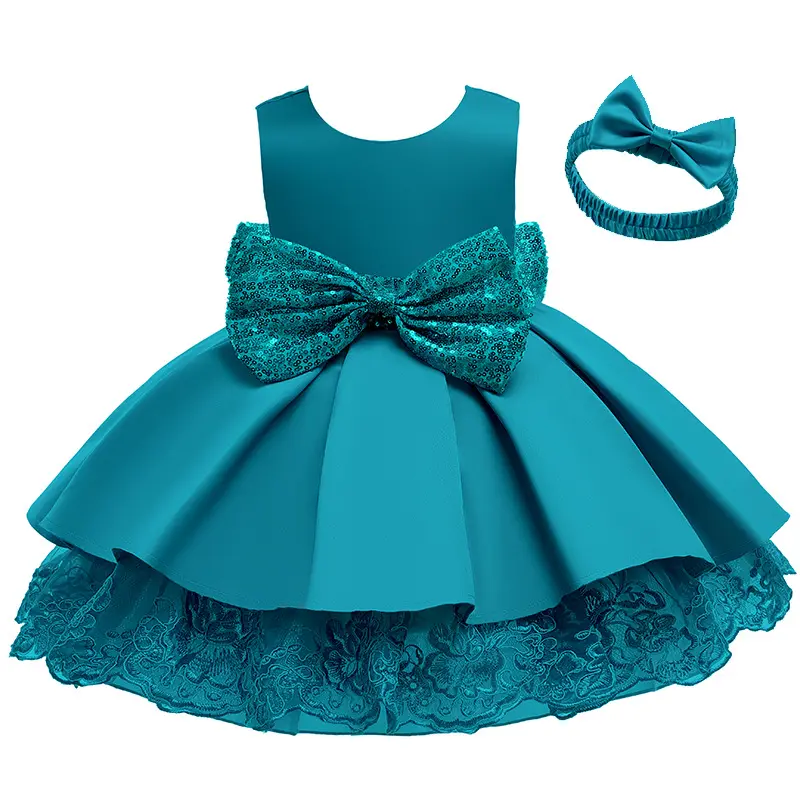 Wholesale Sequin Bow Baby Girl Princess Party Dress Tuxedo Tuxedo Children's clothing suit dress