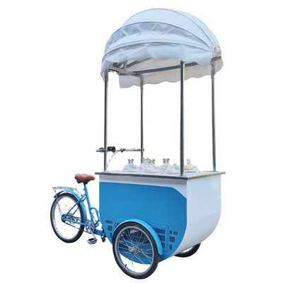 Street vending chocolate bike pedal coffee trike electric food cart for sale