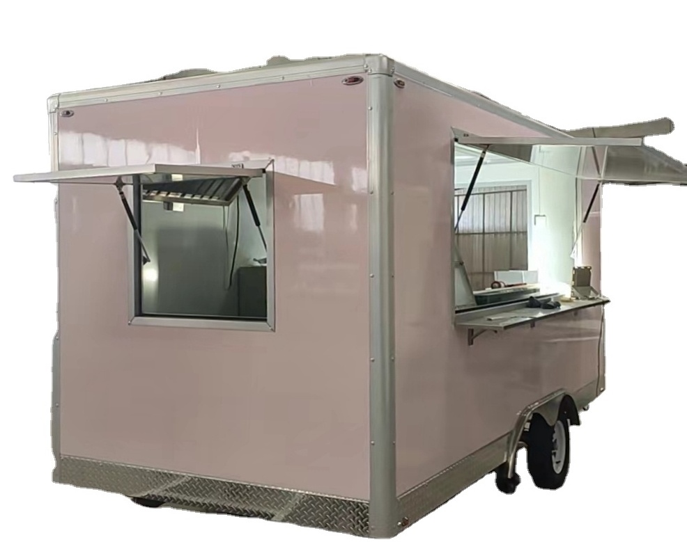 bbq kiosk food car towing street trailer equipment shipping container galvanized car refrigerated food trailer