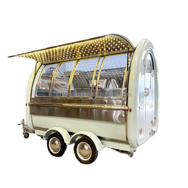 Multi function Cafe Bar Popular Street Mini Food Trailer Car Custom Mobile Toilet Pet Washing Shop Snack Trailer Food Truck