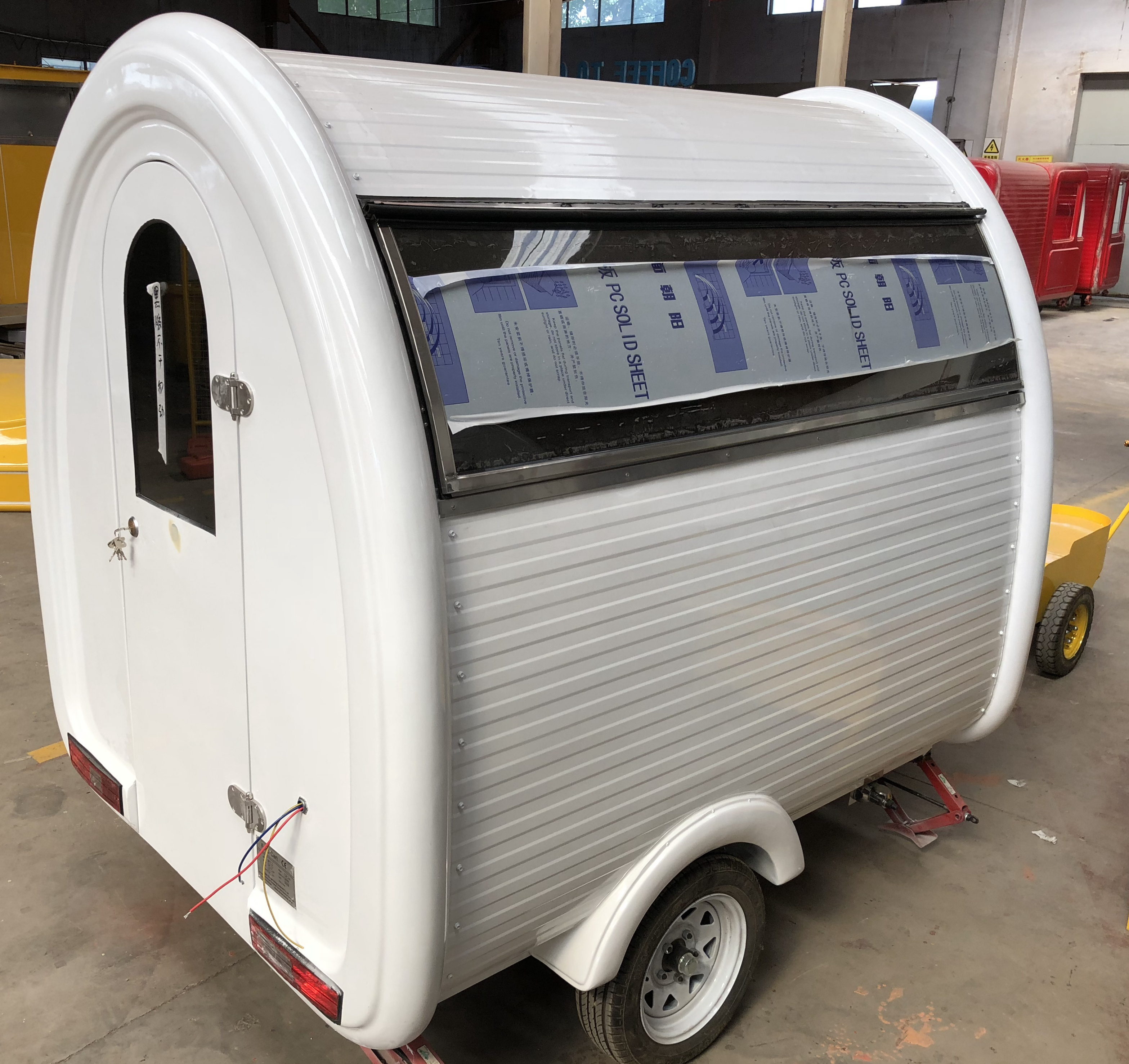 New Design Motorcycle Food Ice Cream Cart Truck Customized Fiberglass Food Moving Machine for Restaurant Round Trailer N/A