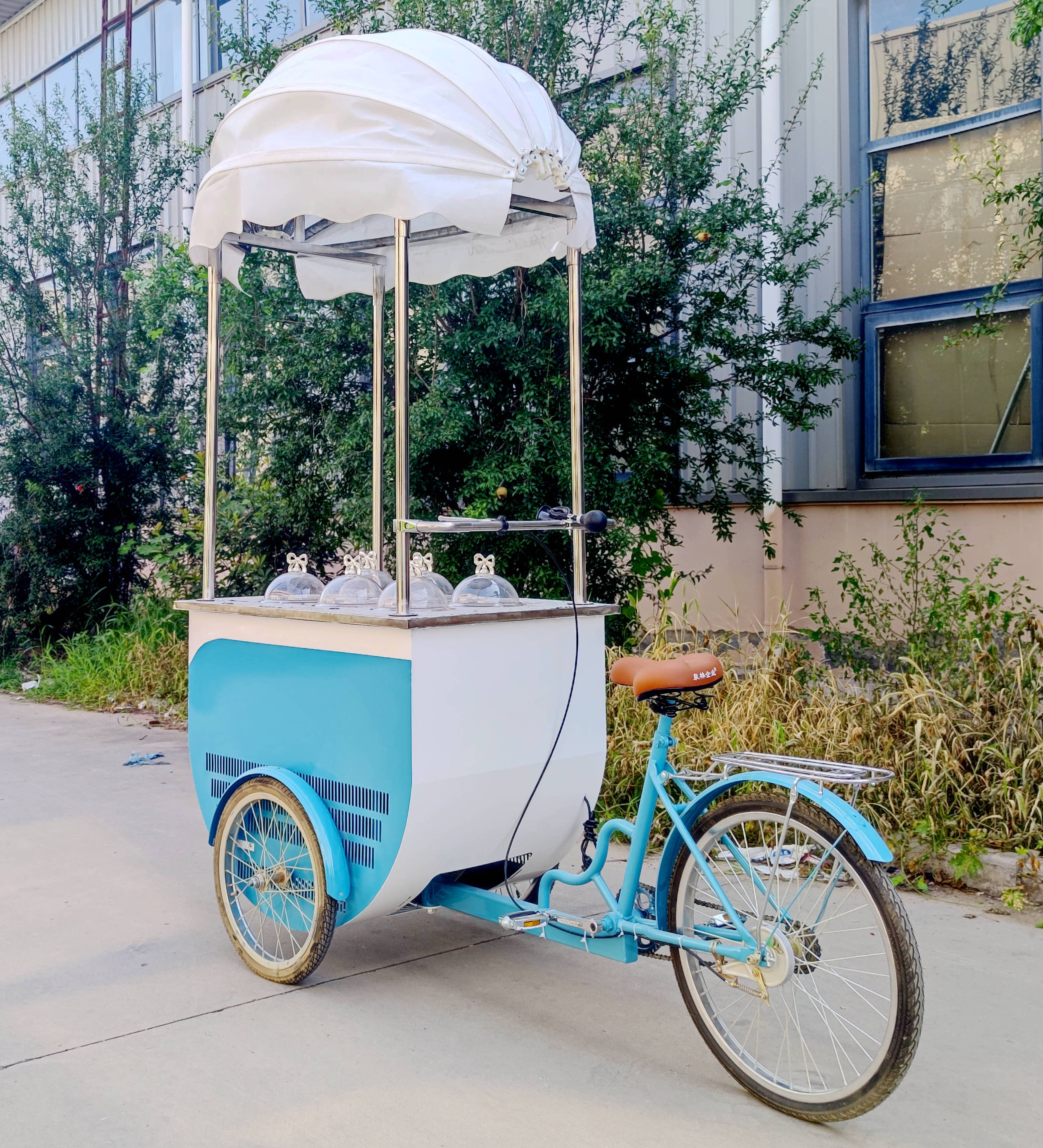 Street vending chocolate bike pedal coffee trike electric food cart for sale