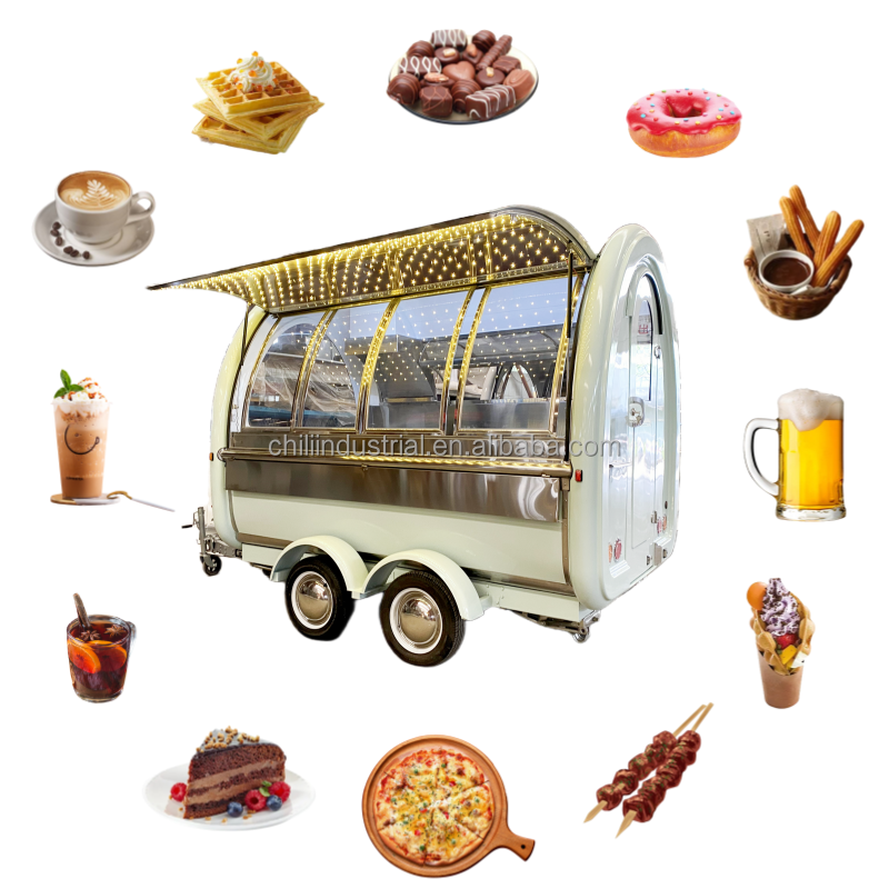 Multi function Cafe Bar Popular Street Mini Food Trailer Car Custom Mobile Toilet Pet Washing Shop Snack Trailer Food Truck