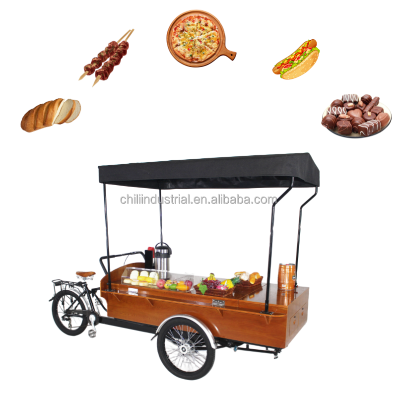 Electric Fast Food Bike with Pedal Ice Cream Pizza Van Snack Ice Cream Bread Hot Dog Mobile Flower Tricycle Waffle Bicycle N/A