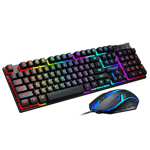 Best Selling Rainbow Colorful Backlit Wired Keyboard and Mouse with RGB LED Light Mechanical Gaming Keyboard Mouse Combos