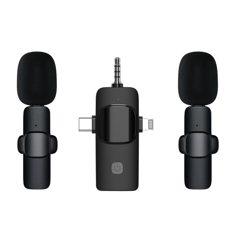 Trend 2024 New Vlogging Kit Mini Portable Lapel Mic for Live Streaming Studio Equipment 3 In 1 Wireless Clip Lavalier Microphone