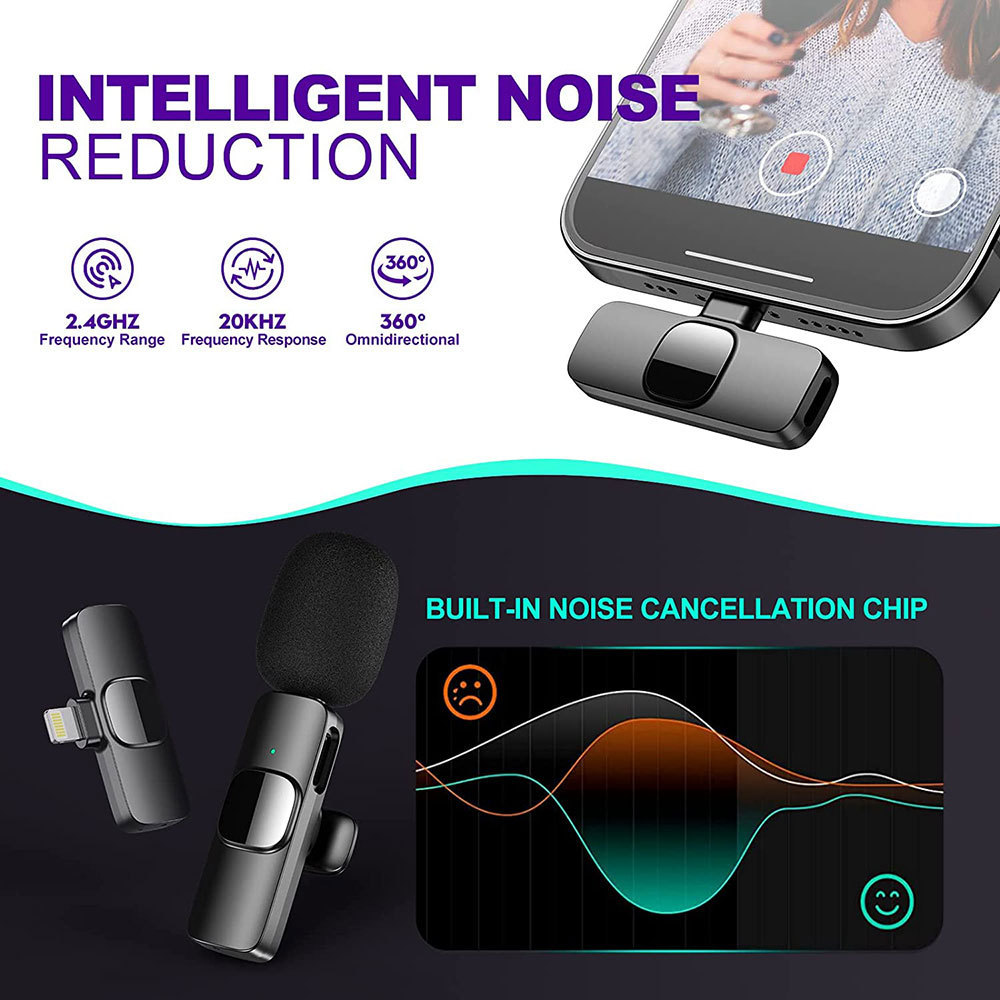 New Electronic for Interview Podcast Recording Mini Portable Clip Lapel Mic Music Studio Equipment Plug Play Wireless Microphone