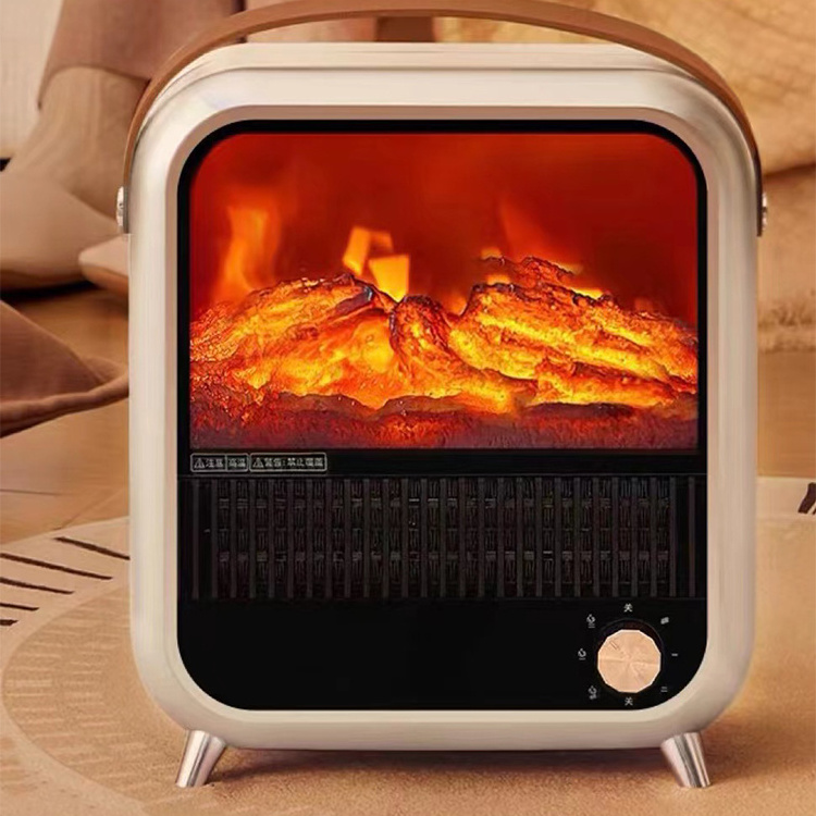 Simulated fireplace Leather handle led flame effect light Electric PTC Ceramic Fan Heater