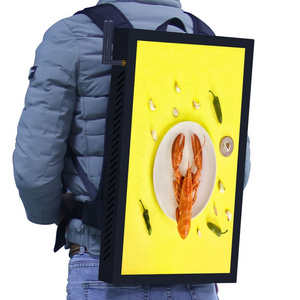 24 Inch Vertical Portable Human Walking Backpack LCD Digital Advertising Display Board with GPS