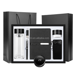 luxury new arrival Umbrella+crystal glass bottle+notebook+usb flash drive+pen+speaker+power bank double wall glass mug set