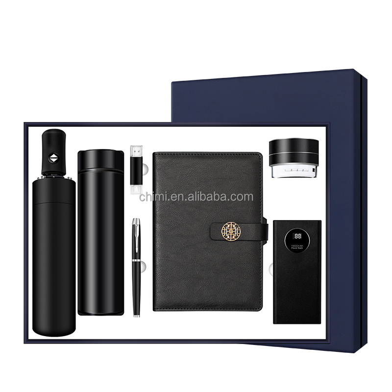 Top Selling Products Employee Gift Set for Cup+A5 Notebook + USB+Speaker + Power Bank Office Gift Set Promotional