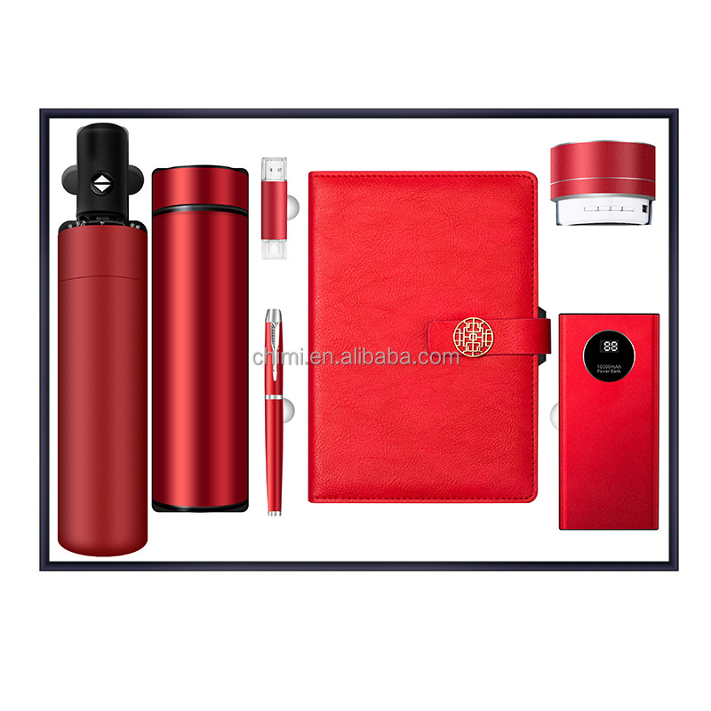 Top Selling Products Employee Gift Set for Cup+A5 Notebook + USB+Speaker + Power Bank Office Gift Set Promotional