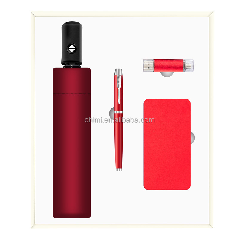 new year gift 2022 umbrellas with logo marker pens pen drive portable charger power bank souvenirs gift wedding supplies