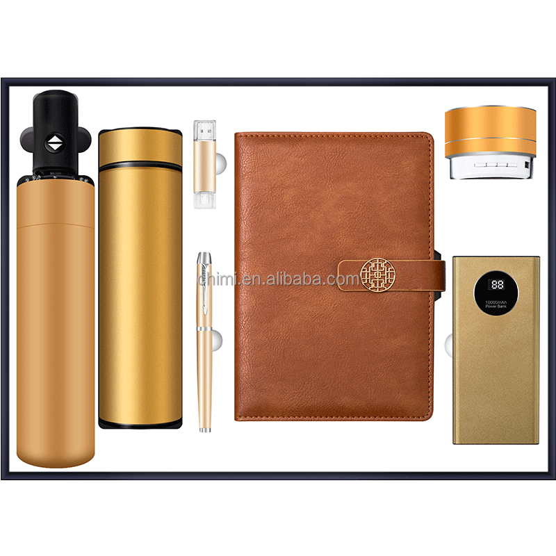 Top Selling Products Employee Gift Set for Cup+A5 Notebook + USB+Speaker + Power Bank Office Gift Set Promotional