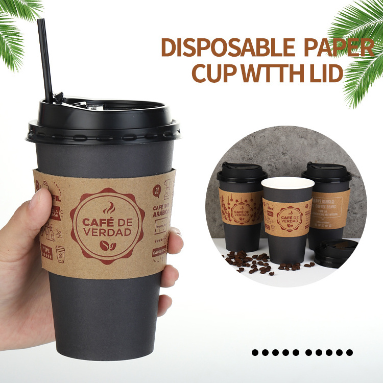 8/12/16/20 oz Wholesale Compostable Paper Coffee Cups Disposable Eco Friendly, Disposable Coffee Cups With Lids