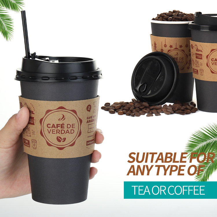 8/12/16/20 oz Wholesale Compostable Paper Coffee Cups Disposable Eco Friendly, Disposable Coffee Cups With Lids