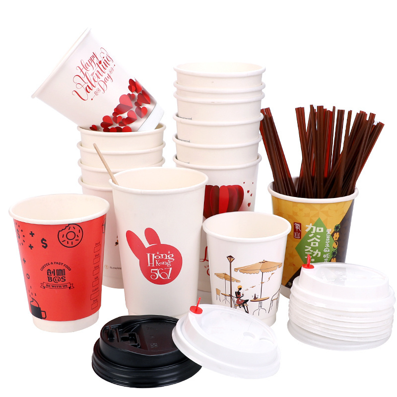 Wholesale Printing 8oz 12oz 16oz Single Wall Disposable Paper Cups customized hot coffee paper cup with sleeves and lid