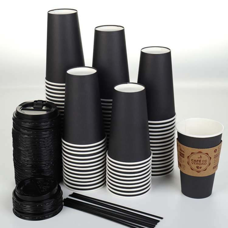 8/12/16/20 oz Wholesale Compostable Paper Coffee Cups Disposable Eco Friendly, Disposable Coffee Cups With Lids