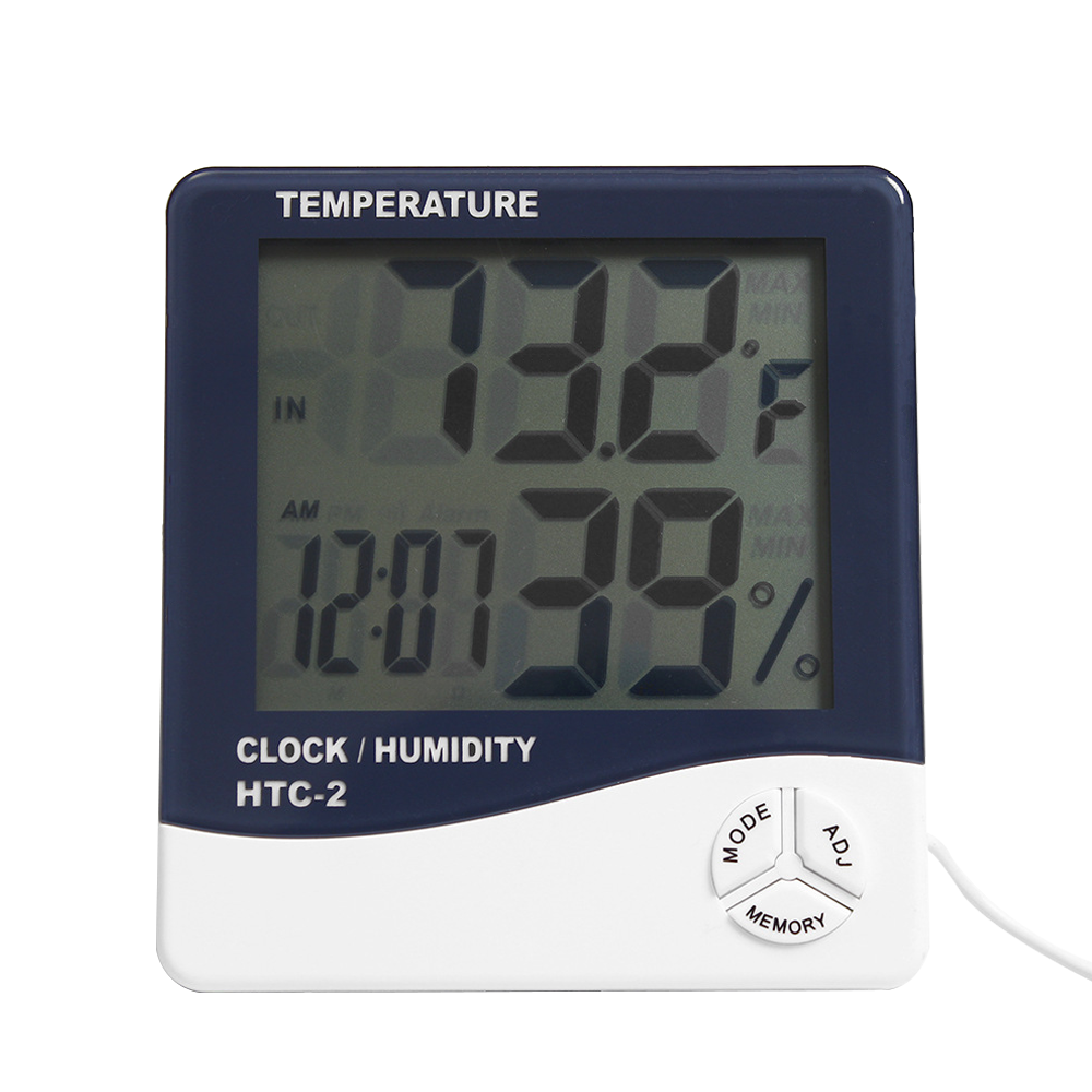 HTC-2, outdoor and indoor used wireless humidity and temperature meter with probe and clock