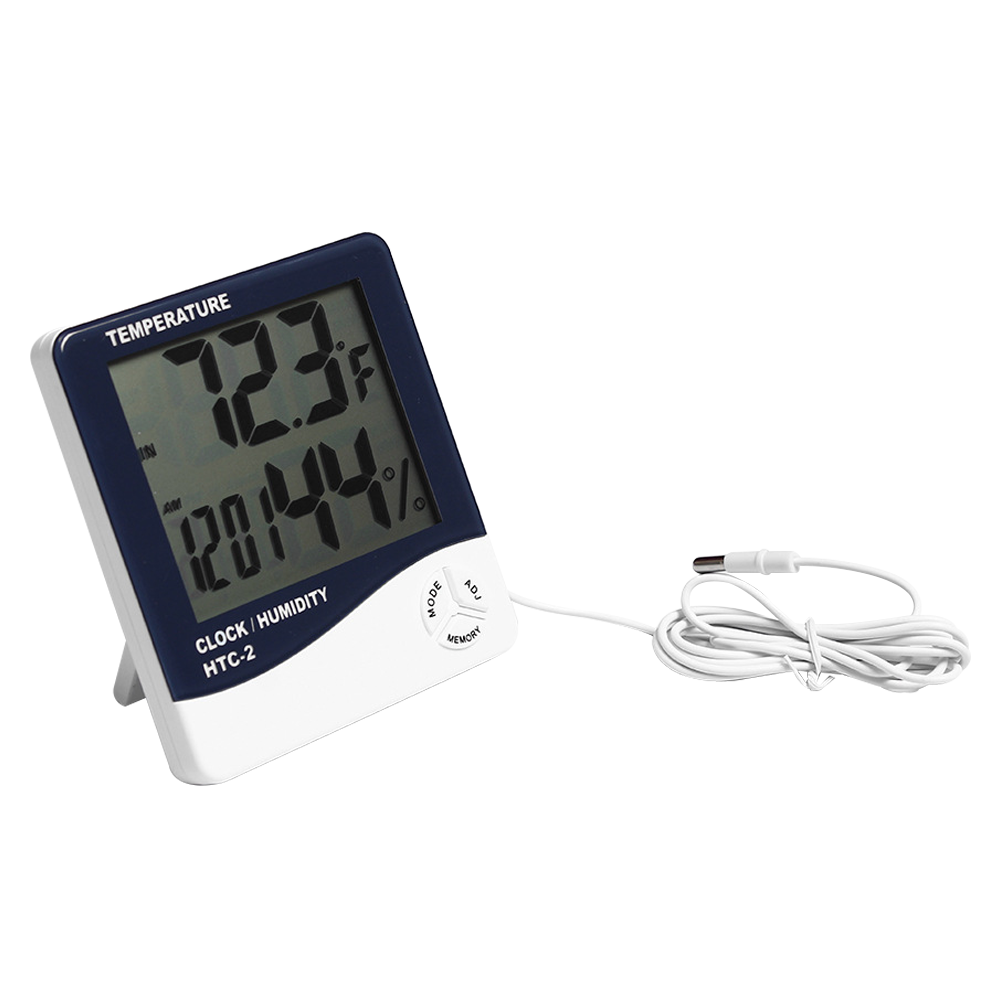 HTC-2, outdoor and indoor used wireless humidity and temperature meter with probe and clock