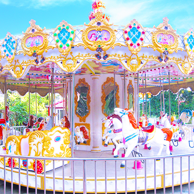 Commercial Used Music Outdoor Indoor Amusement Park Mini Soft Play Kids Rides 16Seats Carousel For Sale