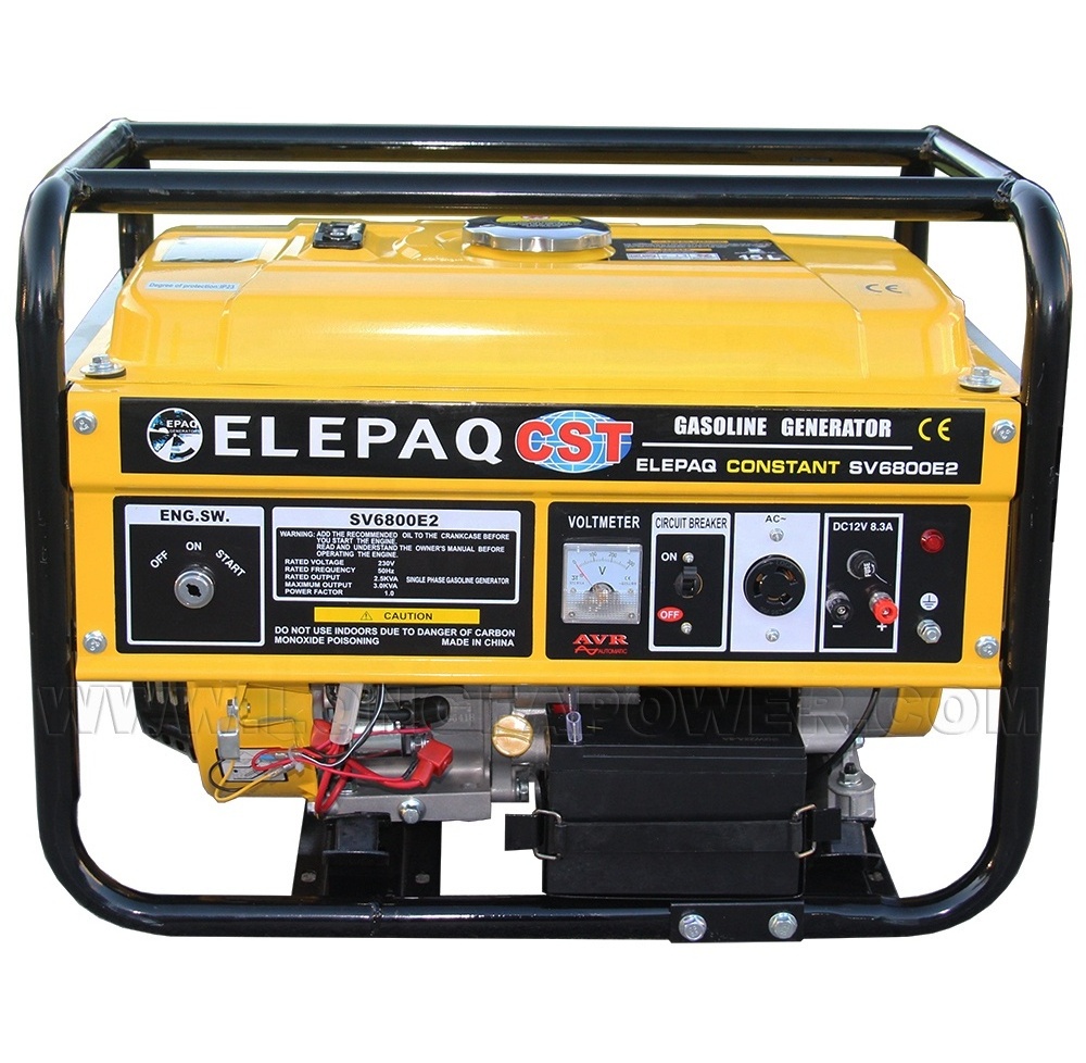 ELEPAQ CST 3kVA 3kw 3.5kw 3.5kVA 5kVA Power Portable Home Use 6.5HP 168f 170f Petrol Gasoline Generator with Wheels and Handles