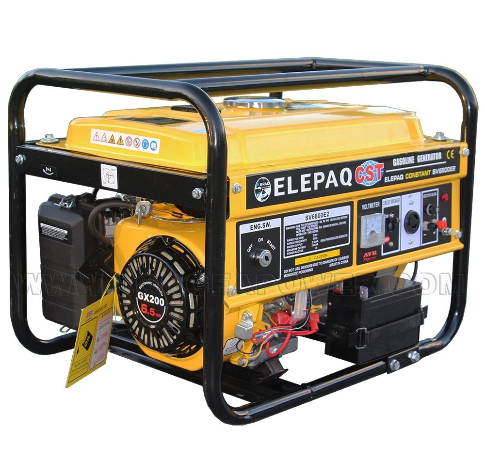 ELEPAQ CST 3kVA 3kw 3.5kw 3.5kVA 5kVA Power Portable Home Use 6.5HP 168f 170f Petrol Gasoline Generator with Wheels and Handles