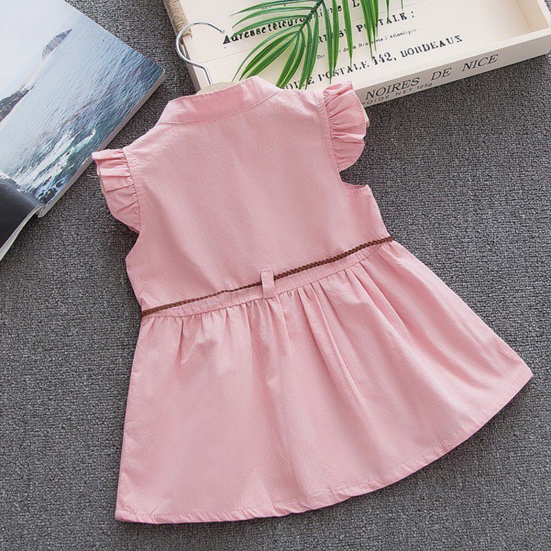 Summer princess dress Cotton baby girl embroidered peach vest dress 1-4Y High Quality baby girl infant dress