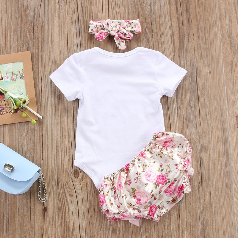 3PCS/Set Cute Newborn Baby Girl Clothes  Worth The Wait Baby Bodysuit Romper+Ruffles Tutu Skirted Shorts Headband Outfits