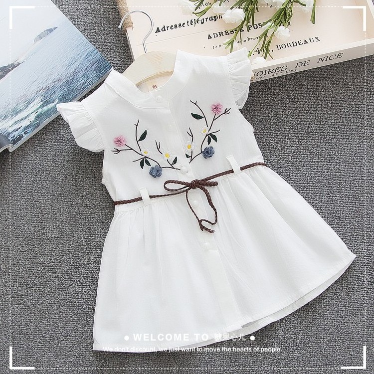 Summer princess dress Cotton baby girl embroidered peach vest dress 1-4Y High Quality baby girl infant dress