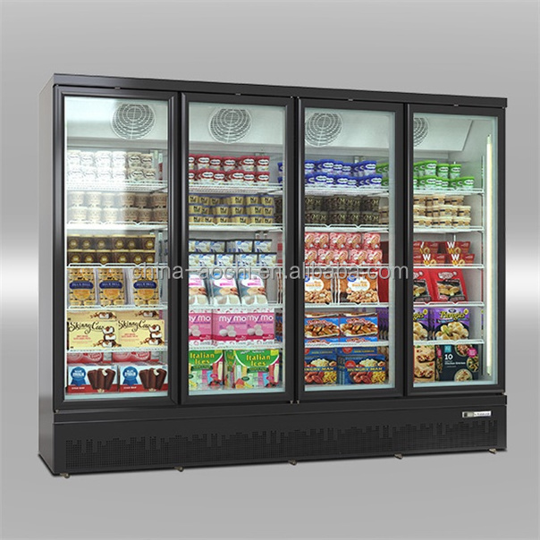 freezer 2100L capacity vertical showcase refrigerator frozen sea food display deep freezer/ice cream showcase