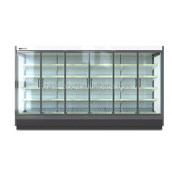 Supermarket commercial refrigerator curved glass meat display chiller deli case can be customized