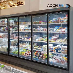 Supermarket commercial refrigerator curved glass meat display chiller deli case can be customized