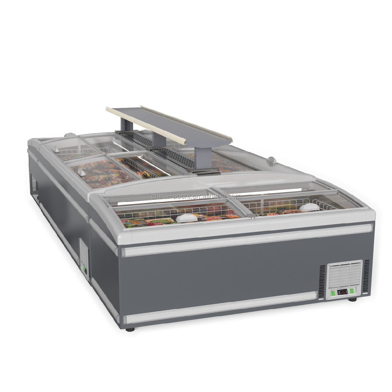 combine commercial island display freezer with top sliding door chest freezer for supermarket