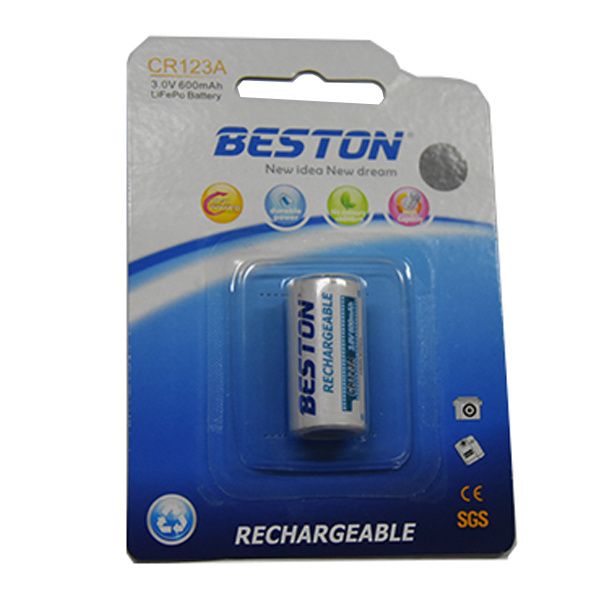 Beston lifepo4 battery 3.0V 600mAh CR123A battery