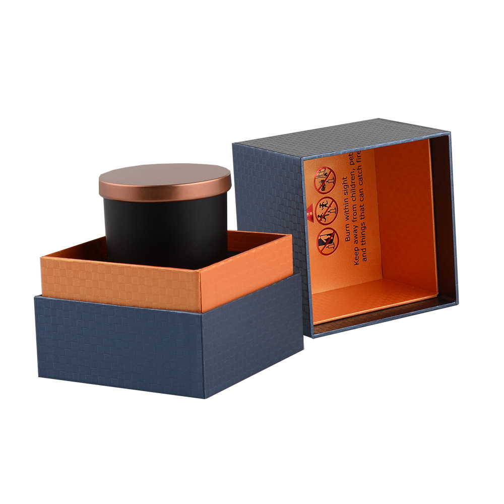 custom logo luxury fancy black rigid cardboard gift set candle jars with lid and boxes packaging candle box