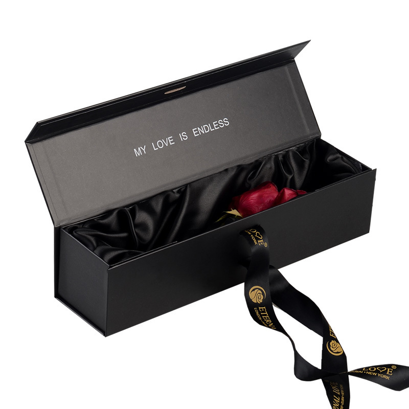 Customized Luxury Rose Foldable Gift Paper Packaging Love Mom Bouquets Ribbon Flower Box