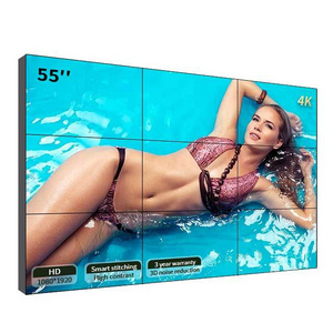 Asianda 3x3 4K 55inch Indoor Advertising Playing Equipment Supper Narrow Bezel 0.88 1.8 3.5mm 55 inch LCD Video Wall Panel