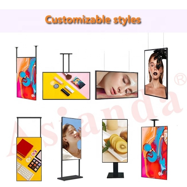 Hd 1080p 55 Inch Indoor Ceiling Mounting Digital Signage And Displays Hanging Lcd Monitor Double Side Window Display