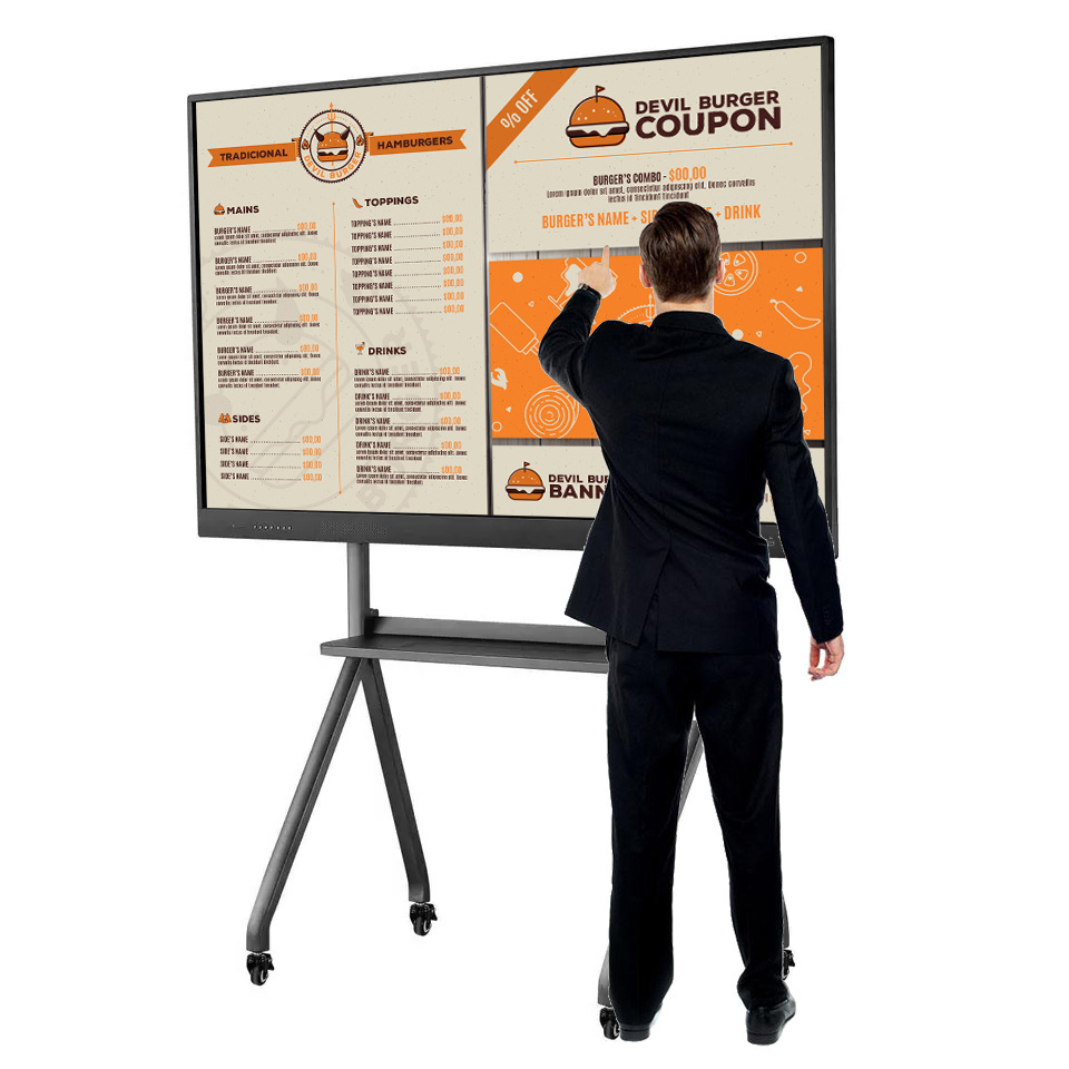 OEM Supported Portable 65Inch Interactive  Screen Flat Panel Touch Monitor Smart Whiteboard Interactive Boards