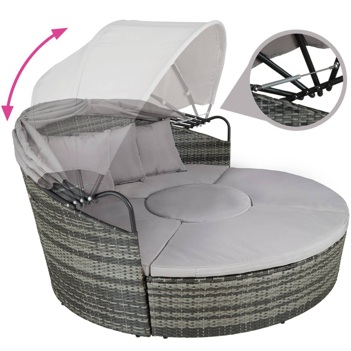 Poly Rattan Sun Island with Foldable Sun Canopy