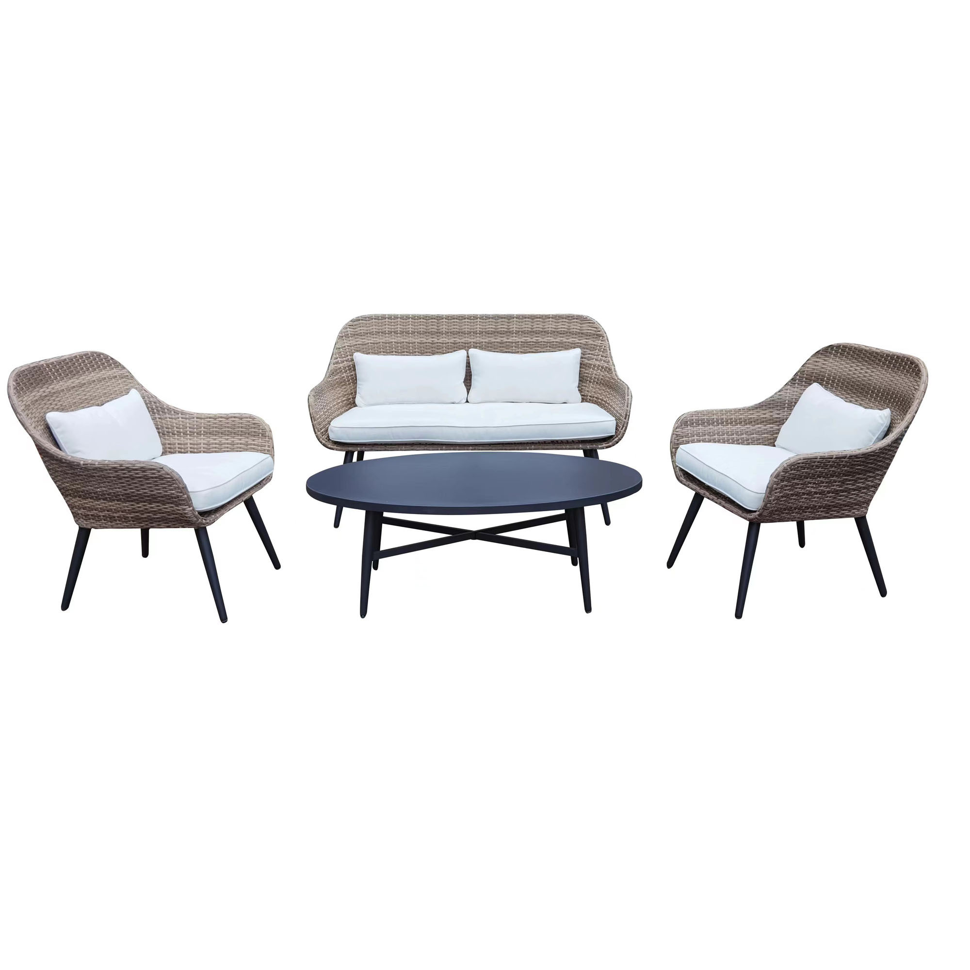 Rattan  Outdoor Corner  patio set with Rising Table, 1 Stool 1 Bench