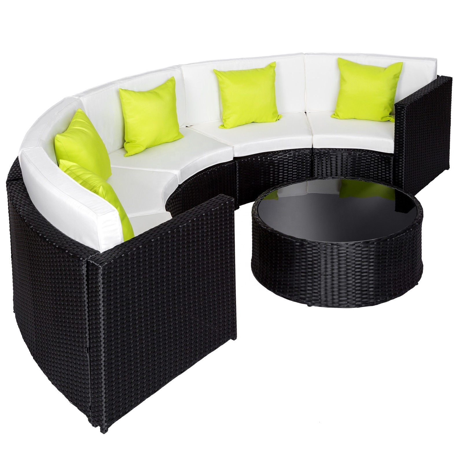 Poly rattan Lounge Seating Set for Garden, Balcony and Patio, Garden Furniture Set with Corner Sofa and Dining Table