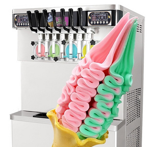 CANMAX Manufacturer New Tape Floor Standing Precooling 7 Flavors Noodle Falls Gourd Yogurt Soft Ice Cream Making Machine