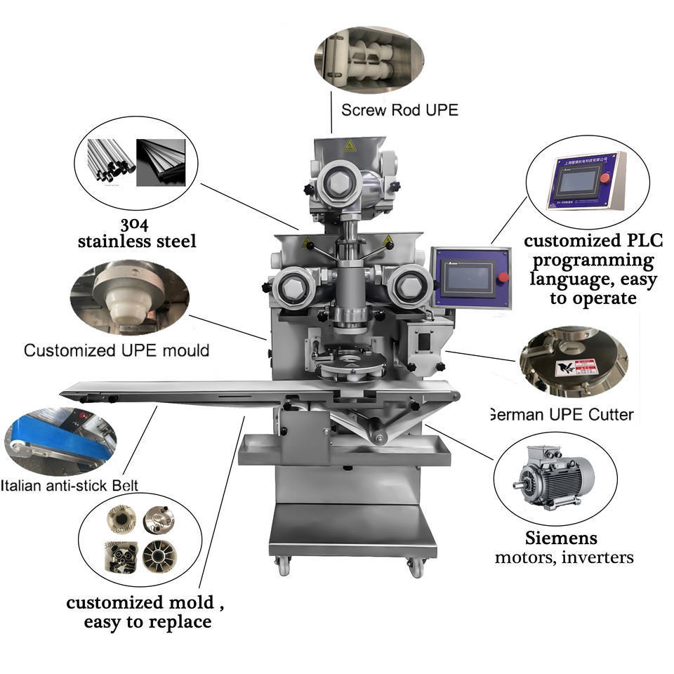 Automatic Encrusting Stuffed Donut Ice Cream Mochi Ball Making Machine