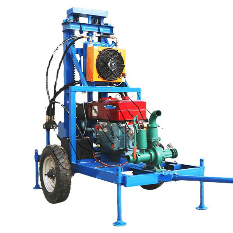 Portable Mini Borehole Equipment Drilling Rig Water Well Drilling and Rig Machine Diesel Engine Underground Water Pump Machine