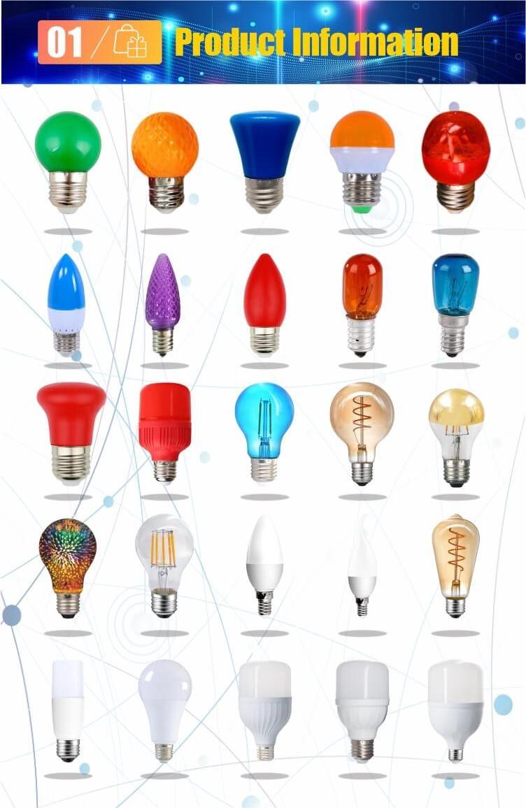 Multi Color Light Bulb Raw Material Red Pink Blue Green Purple Orange Yellow White Color Led Bulb Color Changing Light Bulbs