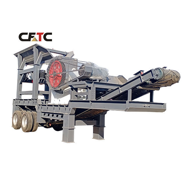 Semi automatic mobile quarry stone rock crushing breaking machine wheeled mobile jaw crusher plant price