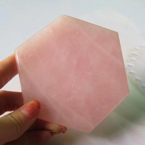 Wholesale  natural gemstone rose quartz crystal slices for cup mat