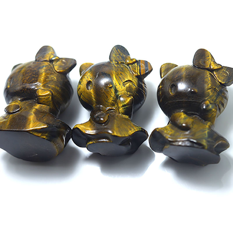 wholesale bulk yellow tiger eye stone hellow kitty natural stone crystal crafts wellness crystal jewelry